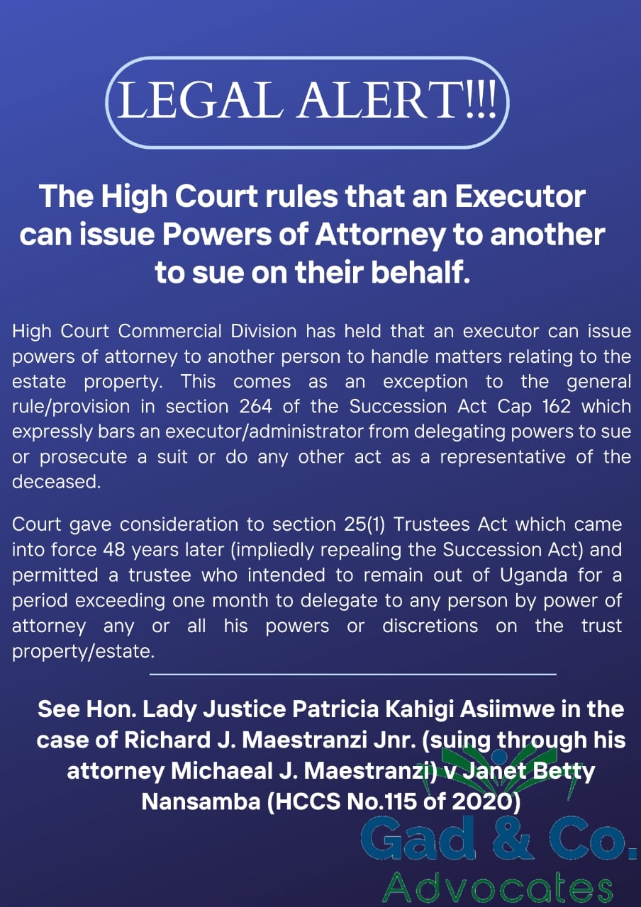 The High Court rules that an Executor can issue Powers of Attorney to another to sue on their behalf.